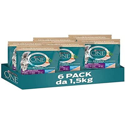 PURINA ONE Bifensis Hård aptit Kroketter Katter Torsk och Öing, 6 förpackningar på 1,5 kg PURINA ONE Bifensis Hård aptit Kroketter Katter Torsk och Öing, 6 förpackningar på 1,5 kg