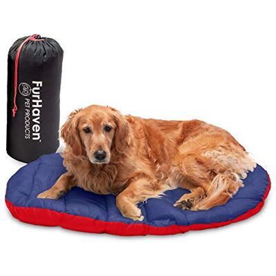 Furhaven Dog Bed – Trail Pup hopfällbar för utomhus resor husdjur camping kudde väska med hund och katt väska, flamröd och äkta blå, stor Furhaven Dog Bed – Trail Pup hopfällbar för utomhus resor husdjur camping kudde väska med hund och katt väska, flamröd och äkta blå, stor