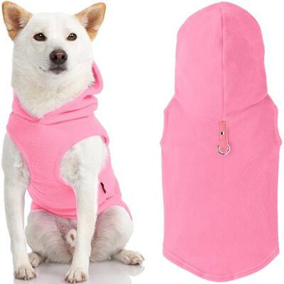 GOOBY Every Day fleece kallt väder väst med huvtröja för små hundar, liten, rosa GOOBY Every Day fleece kallt väder väst med huvtröja för små hundar, liten, rosa