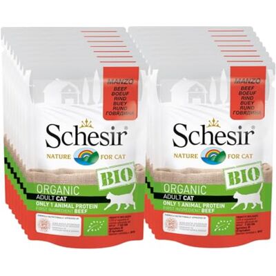 Schesir Cat Bio monoprotein nötkött, kattmat våt, 16 påsar x 85 g Schesir Cat Bio monoprotein nötkött, kattmat våt, 16 påsar x 85 g