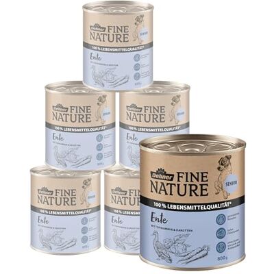 Dehner Fine Nature hundmat, våt mat i livsmedelskvalitet, för äldre hundar, anka, 6 x 800 g burk (4,8 kg) Dehner Fine Nature hundmat, våt mat i livsmedelskvalitet, för äldre hundar, anka, 6 x 800 g burk (4,8 kg)