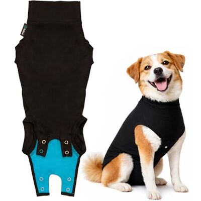 Suitical Recovery Suit Dog, Hund Kropp efter Operation, Svart, M+ Suitical Recovery Suit Dog, Hund Kropp efter Operation, Svart, M+