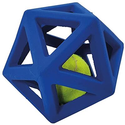 Nobby 63577 massivt gummi gallerboll med tennisboll blå; 11 cm Nobby 63577 massivt gummi gallerboll med tennisboll blå; 11 cm