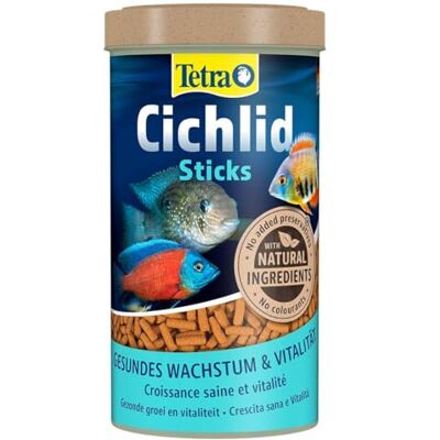 Tetra Cichlid Sticks – fiskfoder för alla cilider och andra stora prydnadsfiskar, flytande foderpinnar, 500 ml burk Tetra Cichlid Sticks – fiskfoder för alla cilider och andra stora prydnadsfiskar, flytande foderpinnar, 500 ml burk