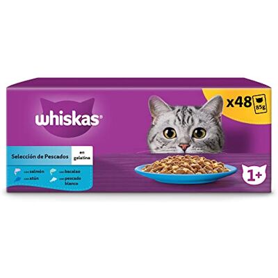 whiskas Kattmåltider 48 färskhetspåsar (set med 2 förpackningar 24 x 85 g) favoritfiskar (4 sorter) vuxen kattpasta i gelé. Komplett våt mat lämplig även steriliserade katter whiskas Kattmåltider 48 färskhetspåsar (set med 2 förpackningar 24 x 85 g) favoritfiskar (4 sorter) vuxen kattpasta i gelé. Komplett våt mat lämplig även steriliserade katter