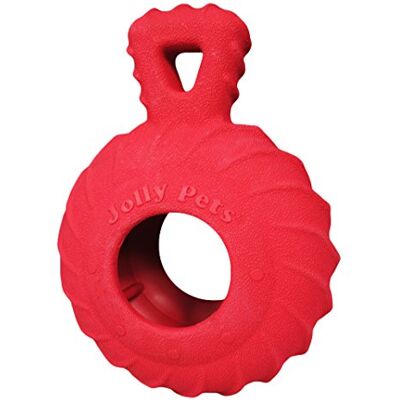 Jolly Pets Tuff Treader hundleksak med handtag, 15 cm, röd, modell: JTR23 Jolly Pets Tuff Treader hundleksak med handtag, 15 cm, röd, modell: JTR23