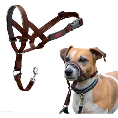 Halti Headcollar För att hindra din hund från att dra i kopplet. Justerbar, reflekterande och lätt, med vadderat näsband. Anti-draghalsband för hundträning för små hundar (Storlek 1, Djup Valnöt) Halti Headcollar För att hindra din hund från att dra i kopplet. Justerbar, reflekterande och lätt, med vadderat näsband. Anti-draghalsband för hundträning för små hundar (Storlek 1, Djup Valnöt)