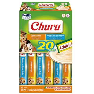 INABA Churu krämigt hundgodis med kyckling – 20 stavar 14 gr – kalorifattig, mjuk och utsökt hundbits – hundmat utan konserveringsmedel eller konstgjorda färgämnen, Grain-Free INABA Churu krämigt hundgodis med kyckling – 20 stavar 14 gr – kalorifattig, mjuk och utsökt hundbits – hundmat utan konserveringsmedel eller konstgjorda färgämnen, Grain-Free
