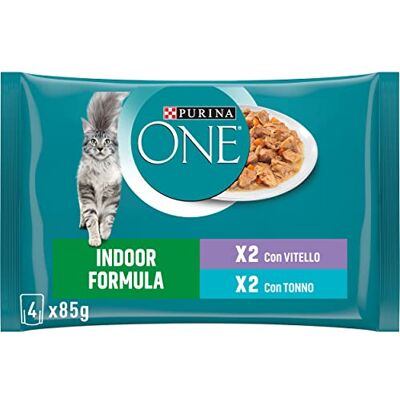 PURINA ONE Indoor 48 x 85 g kattmat kalvkött och tonfisk, 48 x 85 g PURINA ONE Indoor 48 x 85 g kattmat kalvkött och tonfisk, 48 x 85 g