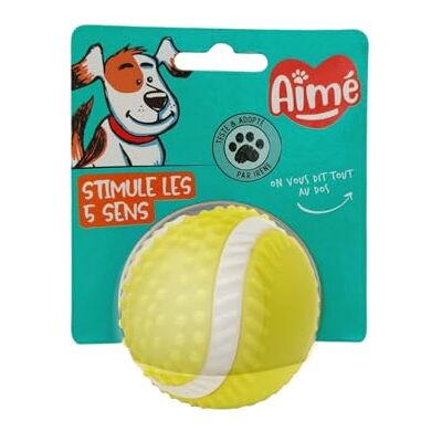 Aimé Hundboll 5 i 1 nötköttssmak interaktiv/pedagogisk leksak för att utveckla och stimulera alla 5 sinnen motståndskraftig alla raser och åldrar 8 cm boll Aimé Hundboll 5 i 1 nötköttssmak interaktiv/pedagogisk leksak för att utveckla och stimulera alla 5 sinnen motståndskraftig alla raser och åldrar 8 cm boll