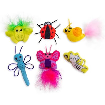 Catstages Cute As A Bug Plush Interactive Cat Toys, Bug Themed Kicker Catnip Toys with Feathers, Crinkle, Mesh, 6pk, Small, Multicolored Catstages Cute As A Bug Plush Interactive Cat Toys, Bug Themed Kicker Catnip Toys with Feathers, Crinkle, Mesh, 6pk, Small, Multicolored