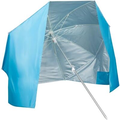 AKTIVE Strandparasoll vindruta 8 stavar 200 cm blå 2 i 1, konvertibel till skydd, lutande aluminiummast, UV50-skydd, sandfickor, ventilation och bärväska (62437), Blå, 200 cm azul AKTIVE Strandparasoll vindruta 8 stavar 200 cm blå 2 i 1, konvertibel till skydd, lutande aluminiummast, UV50-skydd, sandfickor, ventilation och bärväska (62437), Blå, 200 cm azul