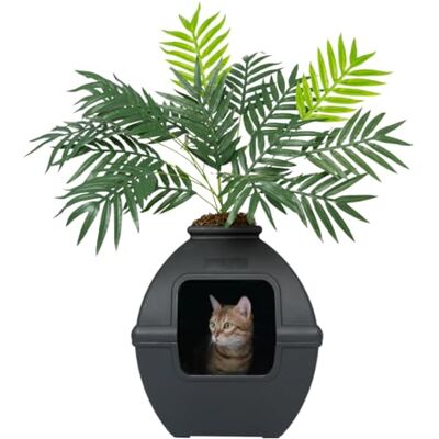 Good Pet Stuff Base Kit Gömd kattlåda med konstväxt, dekorativ fyrkantig kruka i innergårdsstil (Courtyard Square), kolfilter för luktkontroll, lätt att rengöra, tillverkad i USA, svart Good Pet Stuff Base Kit Gömd kattlåda med konstväxt, dekorativ fyrkantig kruka i innergårdsstil (Courtyard Square), kolfilter för luktkontroll, lätt att rengöra, tillverkad i USA, svart