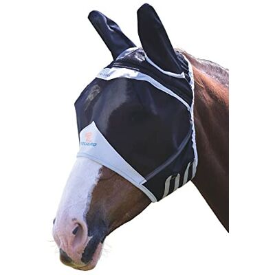 Shires Nytt fint nät med öron Fly Mask Ponny svart orange Shires Nytt fint nät med öron Fly Mask Ponny svart orange