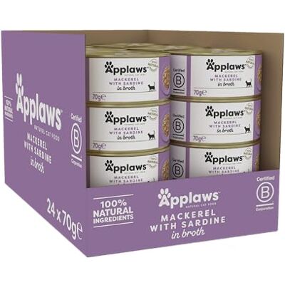 Applaws 100% naturligt premium-våtfoder för katter, makrill med sardin i buljong – förpackning med 24 x 70 g burkar Applaws 100% naturligt premium-våtfoder för katter, makrill med sardin i buljong – förpackning med 24 x 70 g burkar