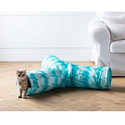 Dehner Kattleksak, katt tunnel Triplex, Ø 25 cm, längd 50 cm, polyester, blå Dehner Kattleksak, katt tunnel Triplex, Ø 25 cm, längd 50 cm, polyester, blå