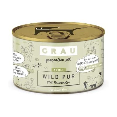 Grau Våtfoder med rent vilt för vuxna hundar, spannmålsfritt, originalprodukt, 6-pack (6 x 200 g) Grau Våtfoder med rent vilt för vuxna hundar, spannmålsfritt, originalprodukt, 6-pack (6 x 200 g)