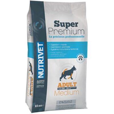 Nutrivet SUPER Premium Adult 26/15 MEDIUM Chien – hund-15 kg Nutrivet SUPER Premium Adult 26/15 MEDIUM Chien – hund-15 kg