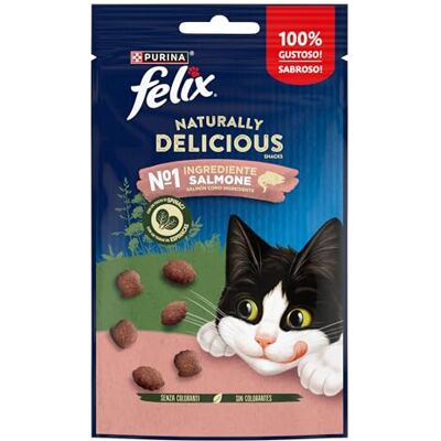 Felix Purina Naturally Delicious, snacks, pris för katt med lax, 8 påsar à 50 g Felix Purina Naturally Delicious, snacks, pris för katt med lax, 8 påsar à 50 g