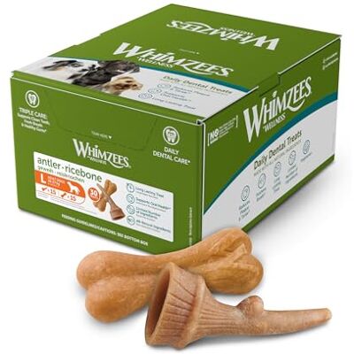 WHIMZEES by Wellness ockuperande sortslåda, ockuperande tandgodis för stora hundar (18–27 kg), helt naturlig, 30 stycken, storlek L WHIMZEES by Wellness ockuperande sortslåda, ockuperande tandgodis för stora hundar (18–27 kg), helt naturlig, 30 stycken, storlek L