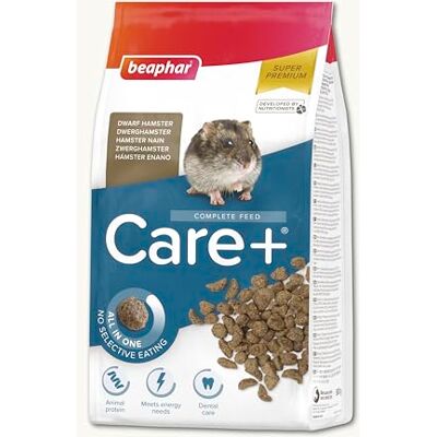 beaphar Care+ Super Premium-foder Mat för dvärghamster 500 g Högt energivärde Tandslitage och inget tillsatt socker Extruderad mat beaphar Care+ Super Premium-foder Mat för dvärghamster 500 g Högt energivärde Tandslitage och inget tillsatt socker Extruderad mat