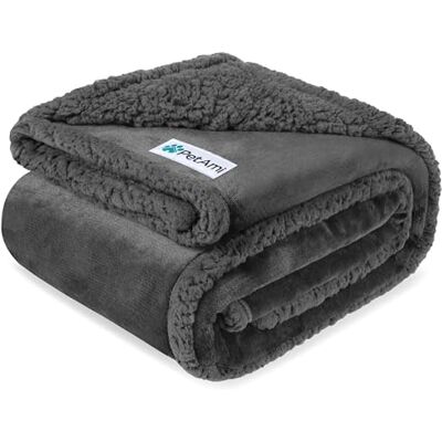 PetAmi Vattentät hundfilt för säng, XL hund husdjursfilt soffskydd, sherpa fleece läckagesäker sängfilt för låda kennel soffa möbelskydd, vändbar mjuk plysch 80 x 60 grå grå grå PetAmi Vattentät hundfilt för säng, XL hund husdjursfilt soffskydd, sherpa fleece läckagesäker sängfilt för låda kennel soffa möbelskydd, vändbar mjuk plysch 80 x 60 grå grå grå