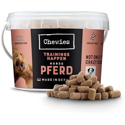 Chewies Träningshapen häst hundgodis spannmålsfritt, mjukt och utan socker – monoprotein hundgodis i en återförslutningsbar hink – Made in Germany (8 x 300 g) Chewies Träningshapen häst hundgodis spannmålsfritt, mjukt och utan socker – monoprotein hundgodis i en återförslutningsbar hink – Made in Germany (8 x 300 g)