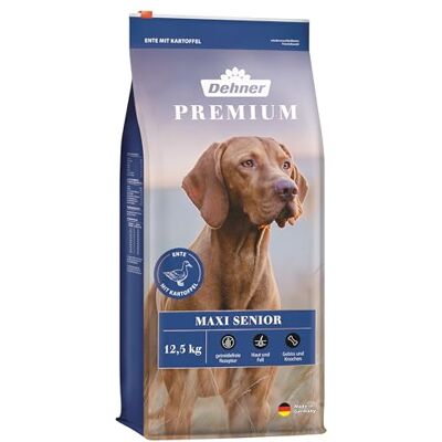 Dehner Premium hundrocksfoder Maxi Senior, anka och lamm med potatis, 12,5 kg Dehner Premium hundrocksfoder Maxi Senior, anka och lamm med potatis, 12,5 kg