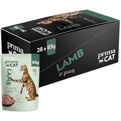 PrimaCat – klassiskt våtfoder för katter, lamm i steksås, 28-pack med 85 g vardera PrimaCat – klassiskt våtfoder för katter, lamm i steksås, 28-pack med 85 g vardera