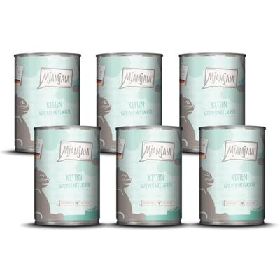 MjAMjAM Premium våtfoder för katter Kitten good turkey med laxolja, 6-pack (6x400g), spannmålsfri MjAMjAM Premium våtfoder för katter Kitten good turkey med laxolja, 6-pack (6x400g), spannmålsfri