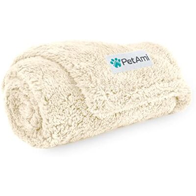 PetAmi Fluffig vattentät hundfilt av fleece, mjuk varm husdjursfleece-överkast för små hundar och katter, krämfärgad, 61 x 81 cm PetAmi Fluffig vattentät hundfilt av fleece, mjuk varm husdjursfleece-överkast för små hundar och katter, krämfärgad, 61 x 81 cm