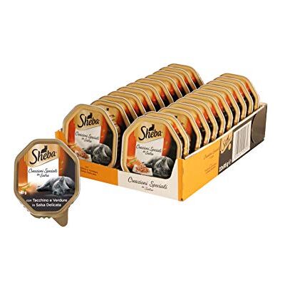 Sheba Sauce Collection in Salsa, kattmat med kalkon och grönsaker i mild sås, 85 g 22 burkar Sheba Sauce Collection in Salsa, kattmat med kalkon och grönsaker i mild sås, 85 g 22 burkar