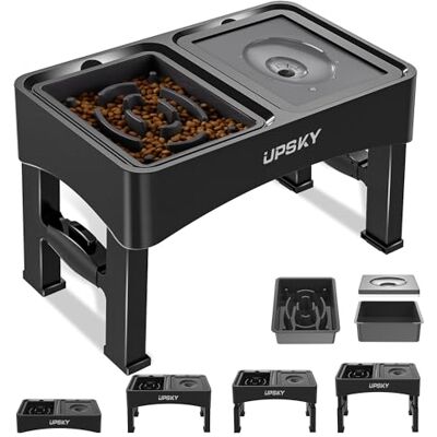 Upsky 2-in-1 Elevated Dog Bowls Slow Feeder, 4 Height Adjustable Raised Bowls Stand, No Spill Dog Water Bowls, Anti-Slip Food and Water Bowl for Small Medium Dogs(Not Include Stainless Steel Bowl) Upsky 2-in-1 Elevated Dog Bowls Slow Feeder, 4 Height Adjustable Raised Bowls Stand, No Spill Dog Water Bowls, Anti-Slip Food and Water Bowl for Small Medium Dogs(Not Include Stainless Steel Bowl)