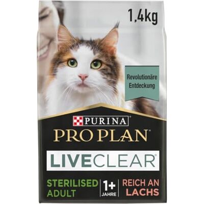 Purina Pro Plan LIVECLEAR Sterilised kattmat för steriliserade katter, rik på lax, förpackning med 6 (6 x 1,4 kg) Purina Pro Plan LIVECLEAR Sterilised kattmat för steriliserade katter, rik på lax, förpackning med 6 (6 x 1,4 kg)
