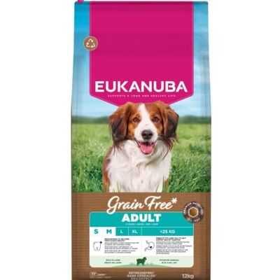 Eukanuba Hundfoder spannmålsfri med lamm för små och medelstora raser, premium torrfoder utan spannmål för vuxna hundar, 12 kg Eukanuba Hundfoder spannmålsfri med lamm för små och medelstora raser, premium torrfoder utan spannmål för vuxna hundar, 12 kg