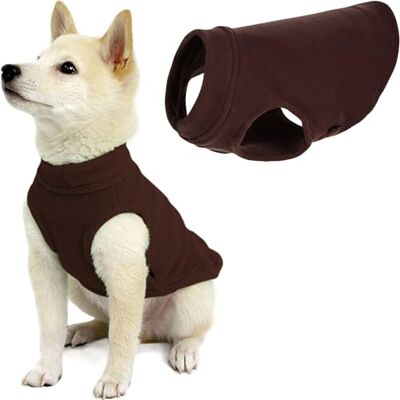 GOOBY Stretchig fleeceväst, tröja fleece, väst, jacka, tröja för hundar, brun, liten GOOBY Stretchig fleeceväst, tröja fleece, väst, jacka, tröja för hundar, brun, liten