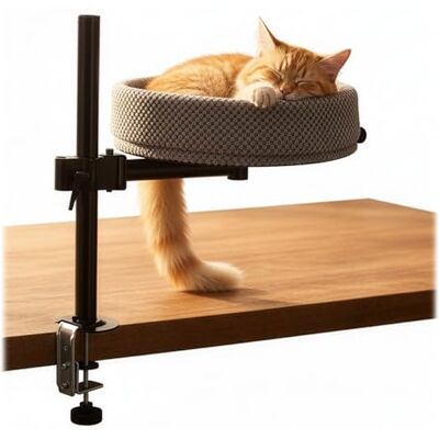Relaxdays Kattsäng för skrivbord, justerbar höjd, 360° roterbar, 20 kg, mjuk kattkorg Ø 38 cm, grå/svart Relaxdays Kattsäng för skrivbord, justerbar höjd, 360° roterbar, 20 kg, mjuk kattkorg Ø 38 cm, grå/svart