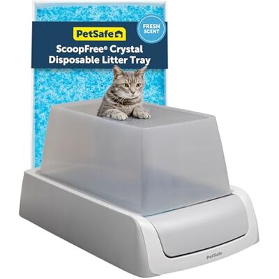 PetSafe ScoopFree Crystal Pro självrengörande kattlåda – handsfree rengöring med engångskristallbrickor – mindre spårning, bättre luktkontroll – inkluderar huva och engångsbricka PetSafe ScoopFree Crystal Pro självrengörande kattlåda – handsfree rengöring med engångskristallbrickor – mindre spårning, bättre luktkontroll – inkluderar huva och engångsbricka