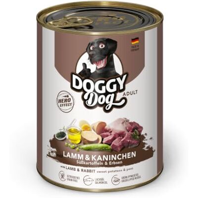 Soul Pet DOGGY Dog Paté lamm & kanin, 6 x 800 g, våtfoder för hundar, spannmålsfritt hundfoder med laxolja och grönläppskal, komplett mat med sötpotatis och ärtor, tillverkad i Tyskland Soul Pet DOGGY Dog Paté lamm & kanin, 6 x 800 g, våtfoder för hundar, spannmålsfritt hundfoder med laxolja och grönläppskal, komplett mat med sötpotatis och ärtor, tillverkad i Tyskland