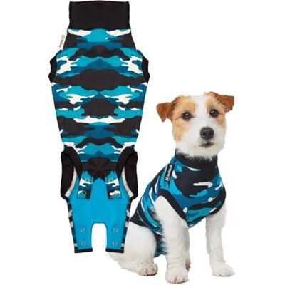 Suitical Recovery Suit Dog, Hund Kropp efter Operation, Kamouflage Blå, XXS Suitical Recovery Suit Dog, Hund Kropp efter Operation, Kamouflage Blå, XXS