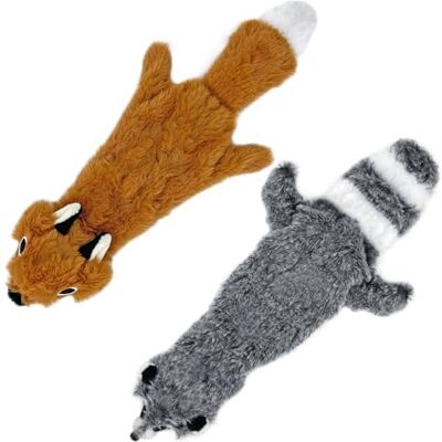 Best Pet Supplies 2-i-1 rolig hud fylllös hund pipig leksak räv och tvättbjörn, liten Best Pet Supplies 2-i-1 rolig hud fylllös hund pipig leksak räv och tvättbjörn, liten