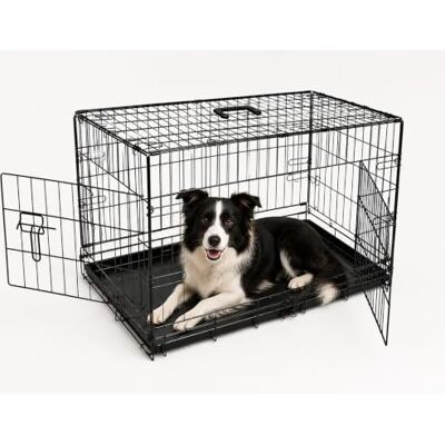 BUNNY BUSINESS UNDERDOG Hundlåda i metall/bur – husdjur svart hopfällbar bur i metall med 2 dörrar glidande tuggbeständig plastbasbricka slitstark valpträningslösning (91 cm stor, hundlåda) BUNNY BUSINESS UNDERDOG Hundlåda i metall/bur – husdjur svart hopfällbar bur i metall med 2 dörrar glidande tuggbeständig plastbasbricka slitstark valpträningslösning (91 cm stor, hundlåda)