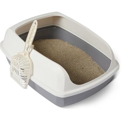 Amazon Basics stor kattlåda med öppen topp, lätt att rengöra, inklusive spade, vit/grå, 50,5 x 38,0 x 20,0cm Amazon Basics stor kattlåda med öppen topp, lätt att rengöra, inklusive spade, vit/grå, 50,5 x 38,0 x 20,0cm