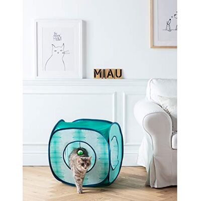 Dehner Kattleksak, kattunnel Dice, ca 50 x 50 x 50 cm, polyester, blå Dehner Kattleksak, kattunnel Dice, ca 50 x 50 x 50 cm, polyester, blå