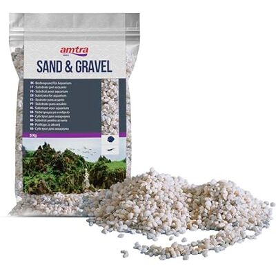 Amtra Ghiaia Noa Naturligt akvariegrus, dekorativt golv, grovkorniga vita korn storlek 2-5 mm, storlek 5KG Amtra Ghiaia Noa Naturligt akvariegrus, dekorativt golv, grovkorniga vita korn storlek 2-5 mm, storlek 5KG