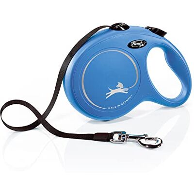 FLEXI , New Classic Model Leash, Särskilt motståndskraftig rem, Avancerat styrsystem, Tillverkad i Tyskland, Blå, L max 60kg 8m FLEXI , New Classic Model Leash, Särskilt motståndskraftig rem, Avancerat styrsystem, Tillverkad i Tyskland, Blå, L max 60kg 8m
