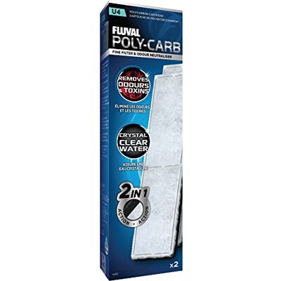 Fluval A492 polyesteraktivt kol filterinsats, polyester för fina smutspartiklar, aktivt kol för skadliga vätskor/missfärgning/lukt, för inomhusfilter U4, 2-pack Fluval A492 polyesteraktivt kol filterinsats, polyester för fina smutspartiklar, aktivt kol för skadliga vätskor/missfärgning/lukt, för inomhusfilter U4, 2-pack