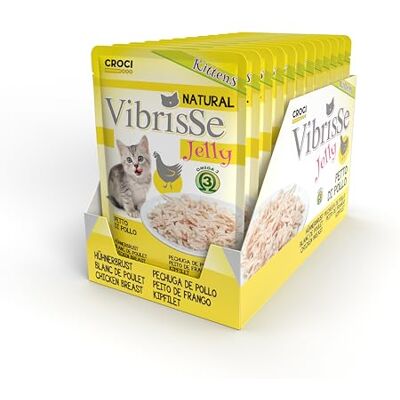 Croci Vibrisse kattunge, våtfoder i gelé, med kycklingbröst, lätt ångad mat, 18 x 70 g kuvert Croci Vibrisse kattunge, våtfoder i gelé, med kycklingbröst, lätt ångad mat, 18 x 70 g kuvert