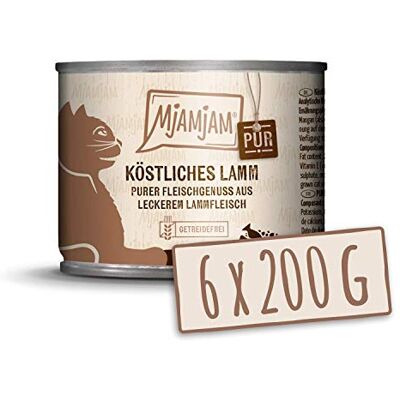 MjAMjAM premium våtfoder för katter ren köttnjutning läcker rent lamm, 6 st (6 x 200 g), spannmålsfri med extra kött MjAMjAM premium våtfoder för katter ren köttnjutning läcker rent lamm, 6 st (6 x 200 g), spannmålsfri med extra kött