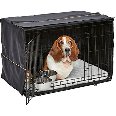 MidWest Homes for Pets mellanliggande dubbeldörr iCrate startkit, 91 cm hundlåda paket för medelstora till stora raser, inkluderar bur, husdjurssäng, 2 skålar och integritetsskydd MidWest Homes for Pets mellanliggande dubbeldörr iCrate startkit, 91 cm hundlåda paket för medelstora till stora raser, inkluderar bur, husdjurssäng, 2 skålar och integritetsskydd